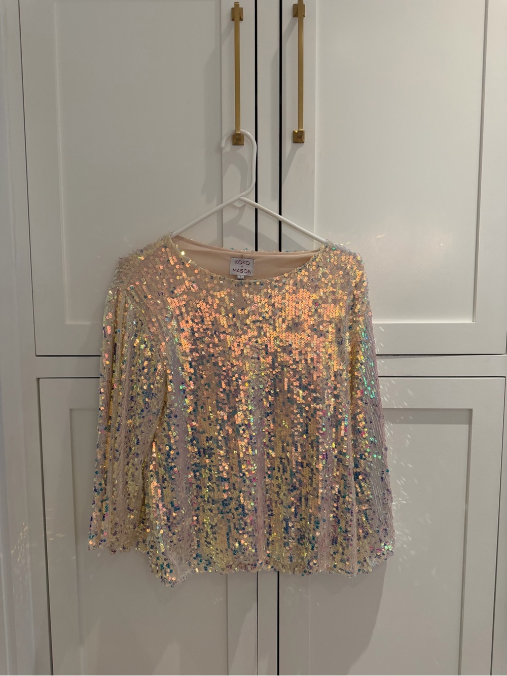 Koko + Mason ridescent Sequin Long-Sleeve Blouse
